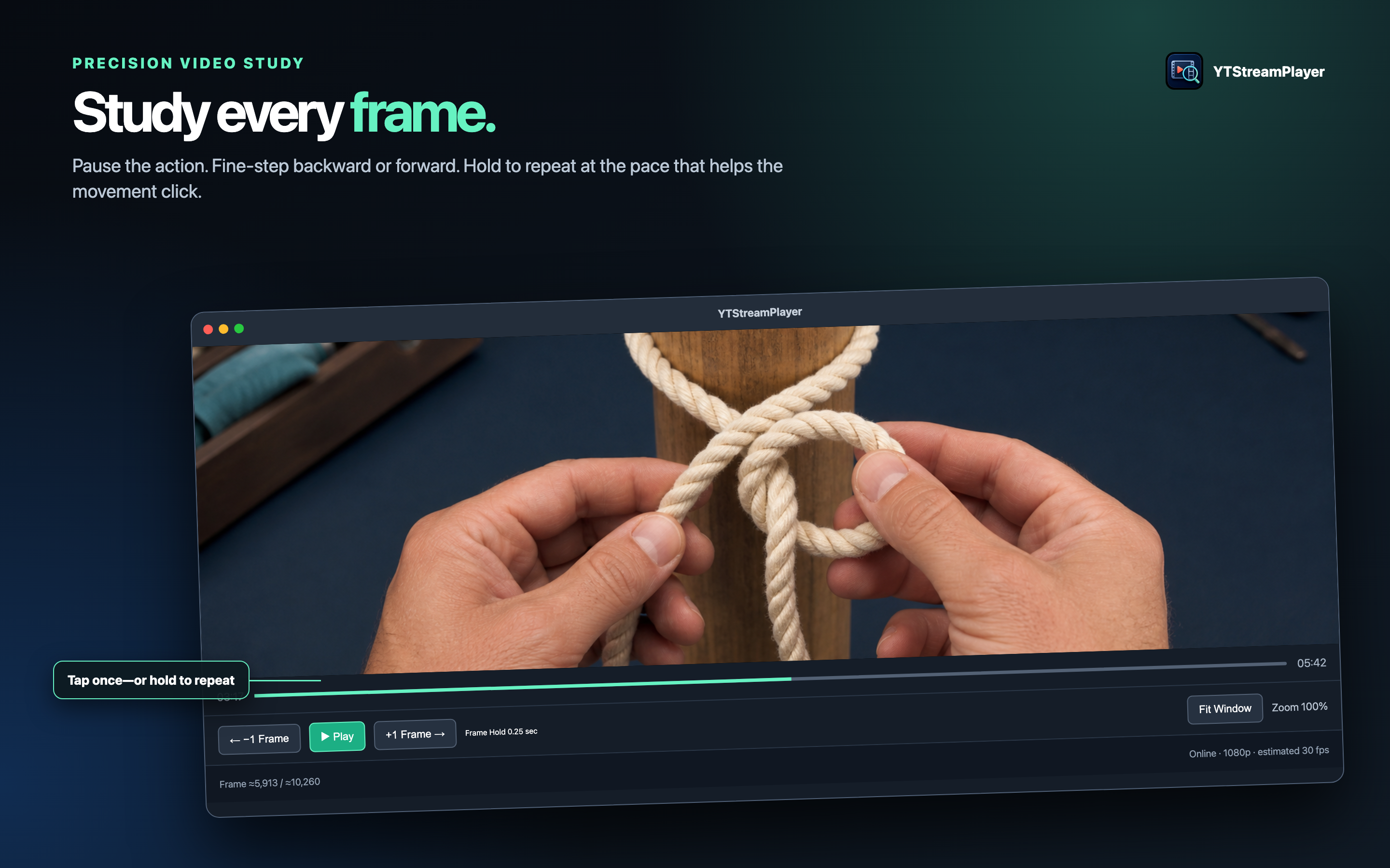 Study Every Frame - estimated fine-step playback controls