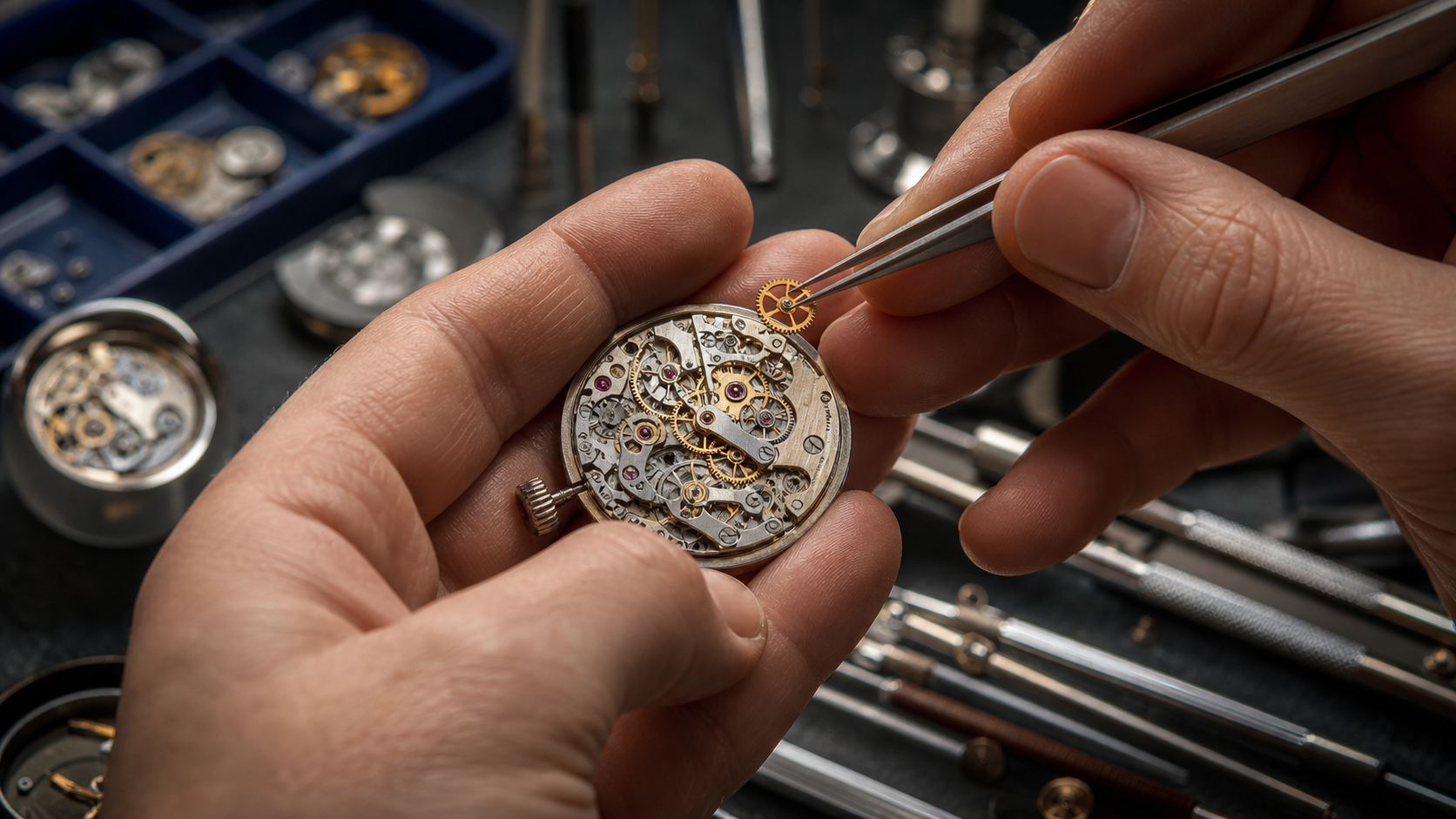 Watch repair viewed in close detail